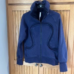 Lululemon Cuddle Up Fleece Zip Scuba Hoodie Heathered Blue Sz 12
